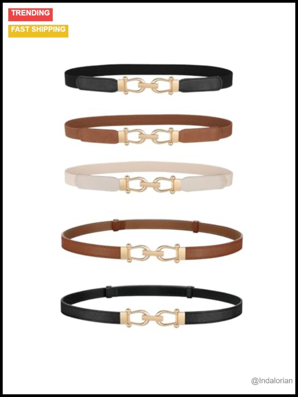Elastic Belt & PU Leather Adjustable Belt Set Fashion Dress Jeans Belt